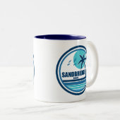 Sandbridge Beach Virginia Palmbomen Tweekleurige Koffiemok (Voorkant rechts)