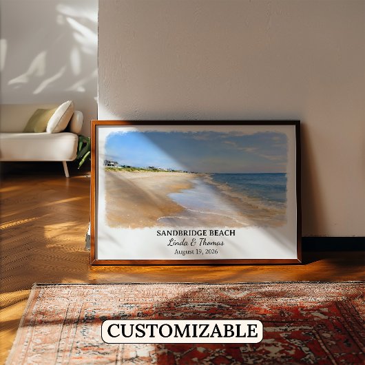Sandbridge Beach Virginia Poster, Watercolor, Cust Poster