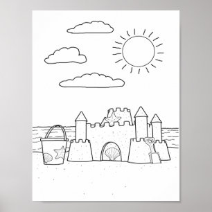 Sandcastle Adult Coloring Poster