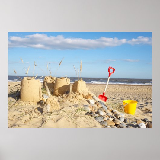 Sandcastle at Beach Poster (Voorkant)