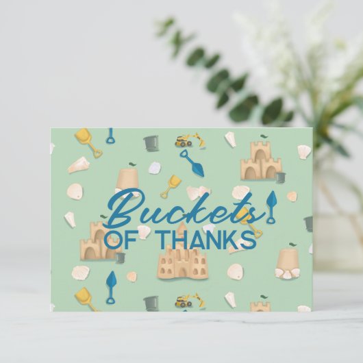 Sandcastle Beach Day Verjaardag Baby shower Bedankkaart (Staand voorkant)