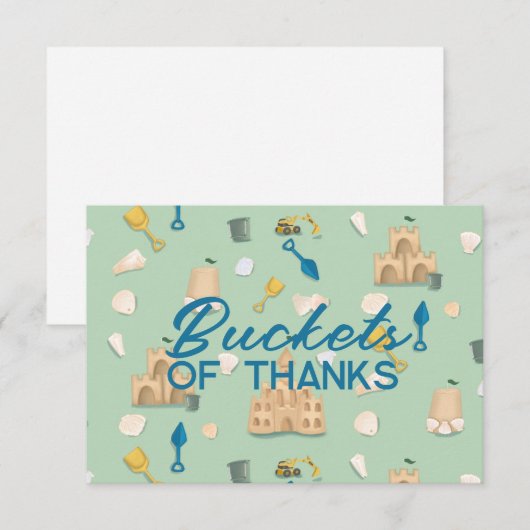 Sandcastle Beach Day Verjaardag Baby shower Bedankkaart (Voorkant / Achterkant)