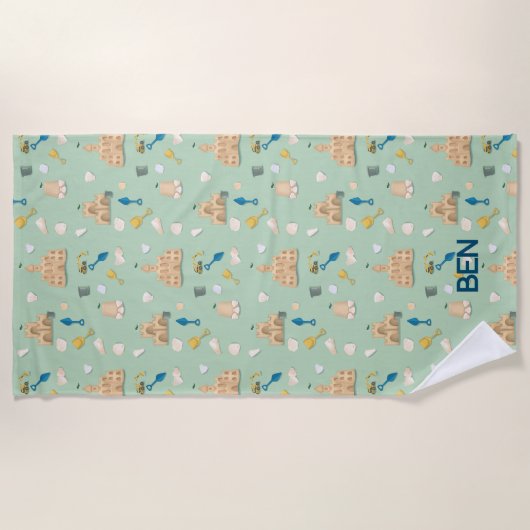 Sandcastle Beach House Aangepaste strandlaken (Voorkant)