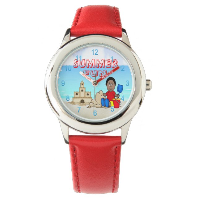 Sandcastle (Black Boy) Kind verstelbare omlijsting Horloge (Voorkant)