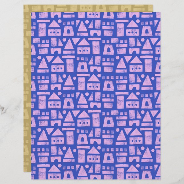 Sandcastle Blue Scrapbook Papier (Voorkant / Achterkant)