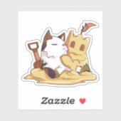 Sandcastle Cat Sticker (Vel)