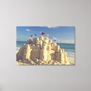 Sandcastle on Beach Canvas Afdruk