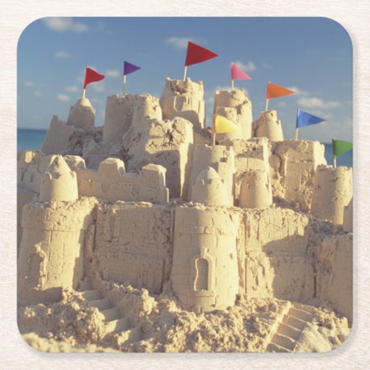 Sandcastle on Beach Kartonnen Onderzetters (Voorkant)
