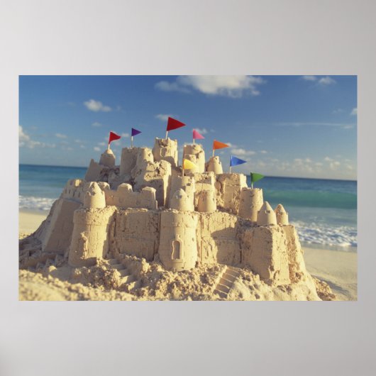 Sandcastle on Beach Poster (Voorkant)