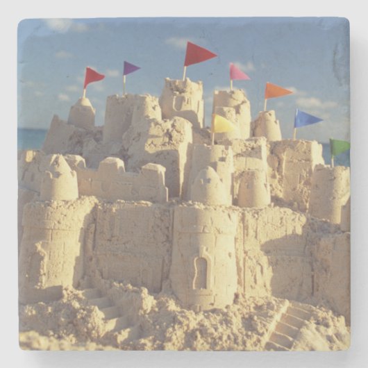 Sandcastle on Beach Stenen Onderzetter (Voorkant)