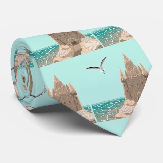 Sandcastle Seagull necktie Stropdas (Opgerold)