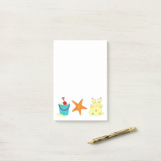 Sandcastle Shovel Pail Sand Starfish Beach Post-it Post-it® Notes (Op bureau)