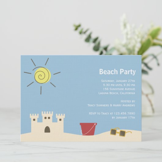 Sandcastle Summer Party Kaart (Staand voorkant)