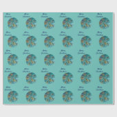 Sanddollar Pattern Abstract Vrolijk Kerstblauw Cadeaupapier (Vlak)