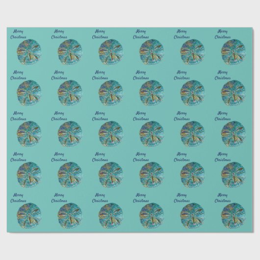 Sanddollar Pattern Abstract Vrolijk Kerstblauw Cadeaupapier (Vlak)