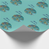 Sanddollar Pattern Abstract Vrolijk Kerstblauw Cadeaupapier (Hoek)