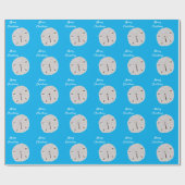 Sanddollar Pattern Blue Beach Vrolijk Kerstfeest 2 Cadeaupapier (Vlak)