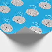 Sanddollar Pattern Blue Beach Vrolijk Kerstfeest 2 Cadeaupapier (Hoek)