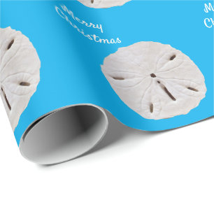 Sanddollar Pattern Blue Beach Vrolijk Kerstfeest 2 Cadeaupapier