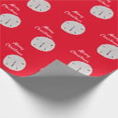 Sanddollar Pattern Red White Beach Merry kerst Cadeaupapier (Hoek)