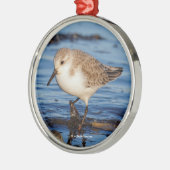 Sanderende Sandpiper die de Shores afzwaait Metalen Ornament (Links)