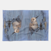 Sanderling Strollen een winterstrand Theedoek (Horizontaal)
