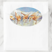 Sanderlings Tiny Waterverf Beach Birds Sandpipers Ovale Sticker (Tas)