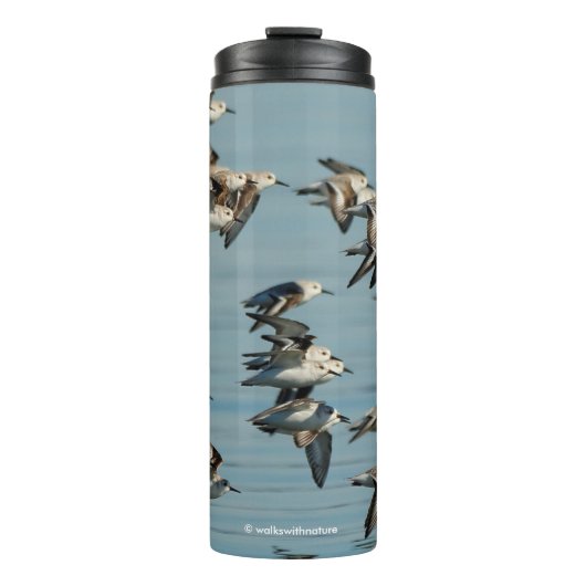 Sanderlings Vliegen in de winter Thermosbeker (Voorkant)
