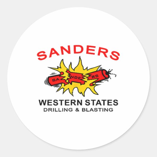 Sanders Construction Logo On Left Chest Ronde Sticker (Voorkant)