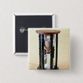 Sandglass, 17e eeuw vierkante button 5,1 cm (Voorkant /achterkant)