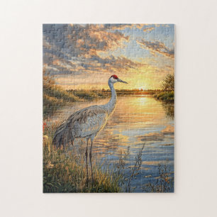 Sandhill Crane bij zonsondergang Legpuzzel