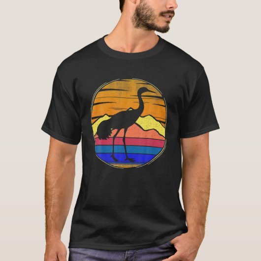 Sandhill Crane Bird Retro Sunset Animal Birds Love T-shirt (Voorkant)