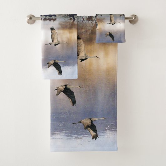 Sandhill Crane Birds Flying Wildlife Bath Towel Bad Handdoek (Insitu)