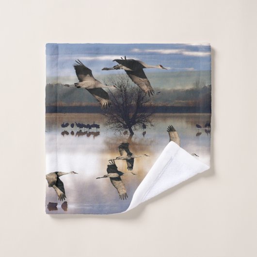Sandhill Crane Birds Flying Wildlife Bath Towel Bad Handdoek (Wasdoekje)