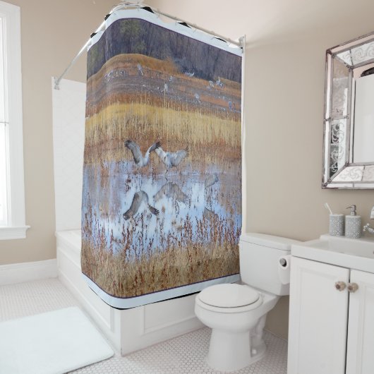 Sandhill Crane Birds Wilde Dier Douchegordijn (In situ)