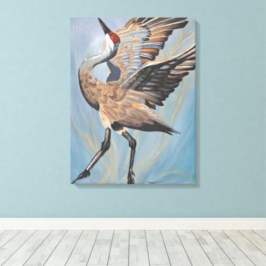 Sandhill Crane canvas (Insitu (Houten vloer))