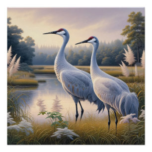 Sandhill Crane Koppel Decoupage Perfect Poster