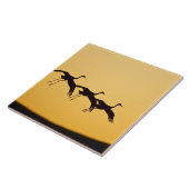 Sandhill Crane landt op zonsondergang Tegeltje (Zijkant)