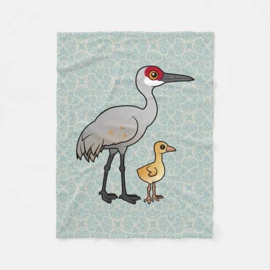 Sandhill Crane met Chick Fleece Deken (Voorkant)
