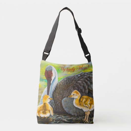 Sandhill crane Moederliefde Crossbody Tas (Voorkant)