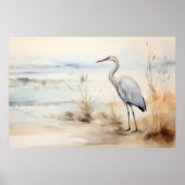 Sandhill Crane Waterverf Print (Voorkant)