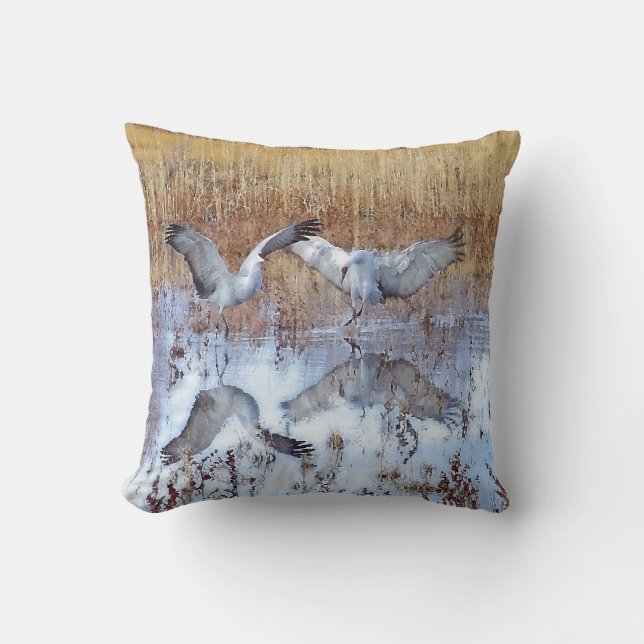 Sandhill Cranes Birds Animal Wildlife Pillow Kussen (Voorkant)