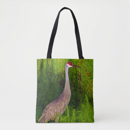 Sandhill Cranes in de lucht en op de grond Tote Bag (Voorkant)