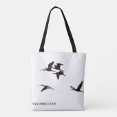 Sandhill Cranes in de lucht en op de grond Tote Bag (Achterkant)