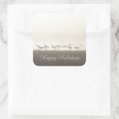 Sandhill Cranes in de Mist Prettige feestdagen Vierkante Sticker (Tas)