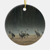 Sandhill Cranes in the Early Morning Spring Mist Keramisch Ornament (Voorkant)