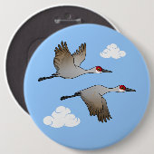 Sandhill Cranes in vlucht Ronde Button 6,0 Cm (Voorkant /achterkant)