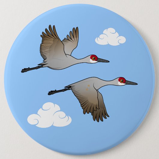 Sandhill Cranes in vlucht Ronde Button 6,0 Cm (Voorkant)