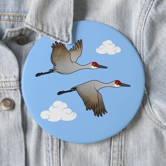 Sandhill Cranes in vlucht Ronde Button 6,0 Cm (In situ)