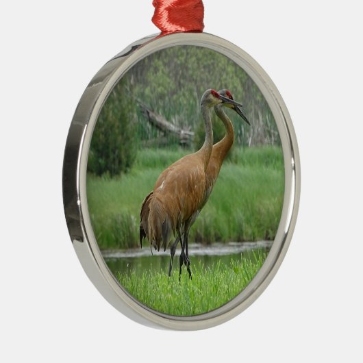 Sandhill Cranes Metalen Ornament (Rechts)